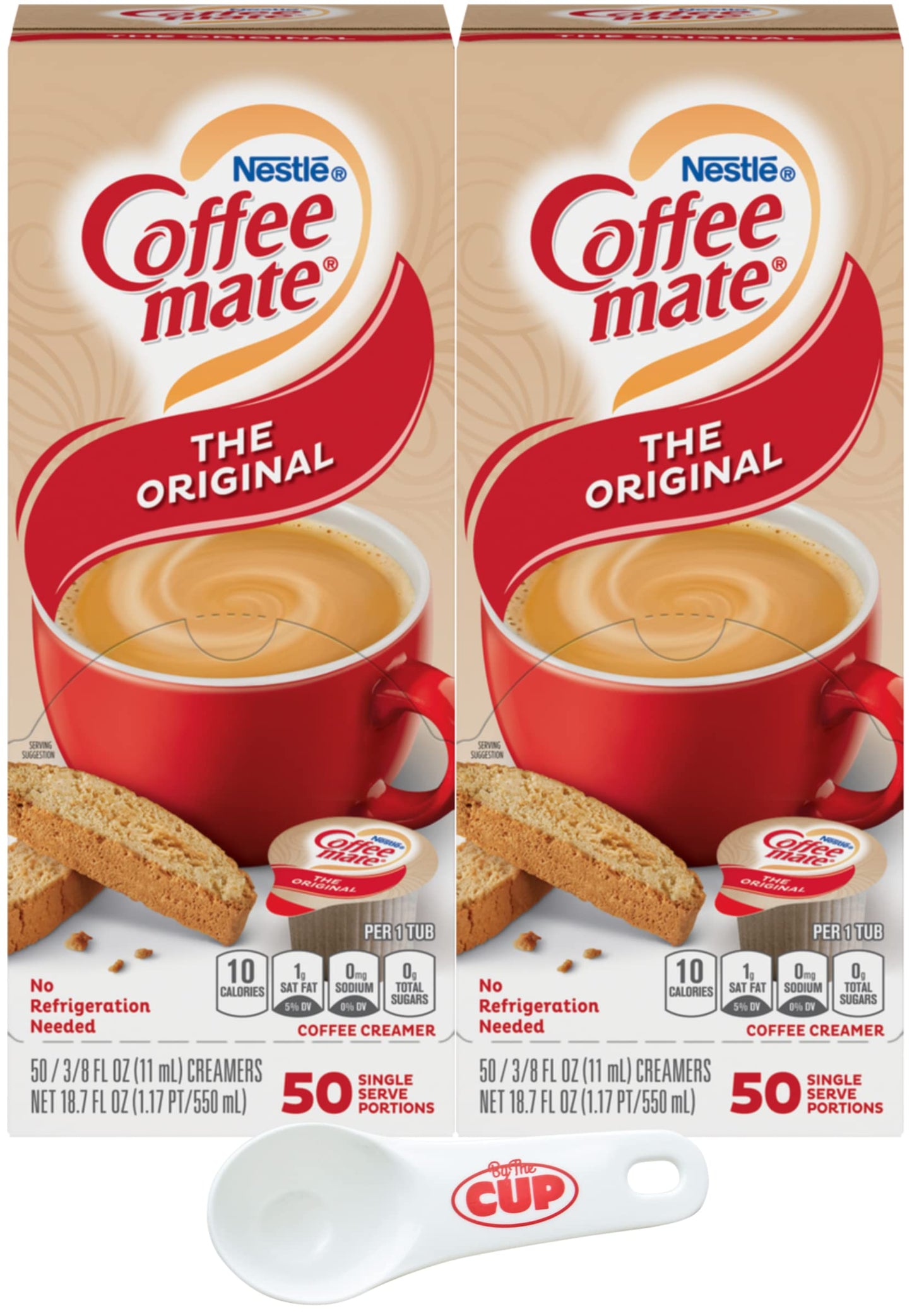 Nestle Coffee Mate Liquid Coffee Creamer Singles, Original, 50 Ct Box (Pack Of 2) With By The Cup Coffee Scoop