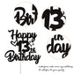 YCTHUNFISH Birthday Cake Topper Glitter Heart Star 13, Black, 1 Pack, Ideal for 13th Birthday Theme Party Decorations