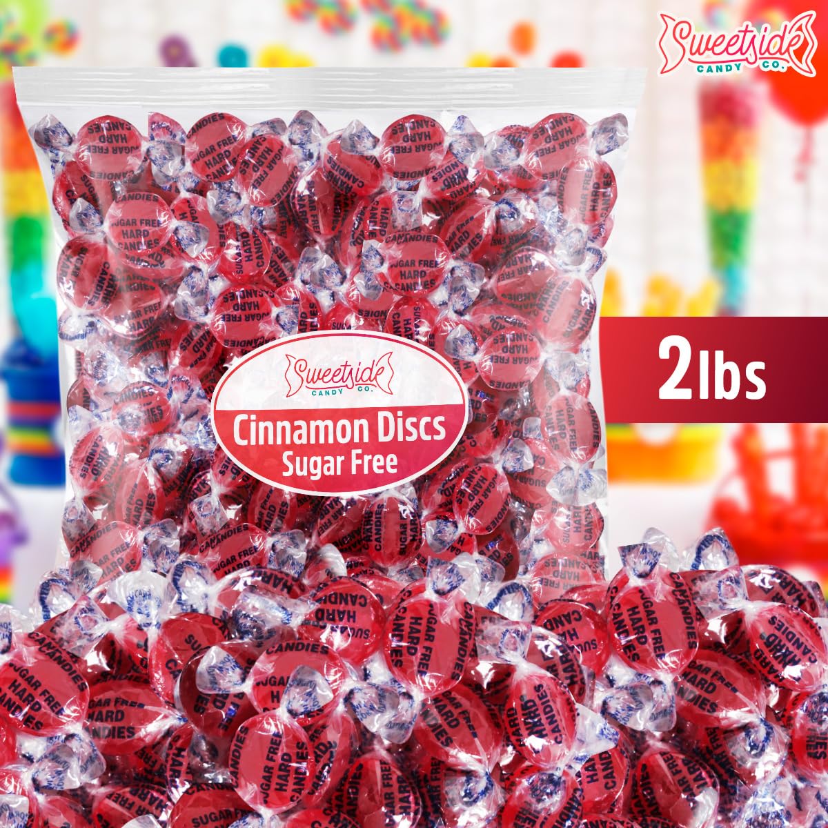 SWEETSIDE CANDY CO. Sugar Free Cinnamon Hard Candy, 2lb Pack, Individually Wrapped, Great Tasting Bulk Candy