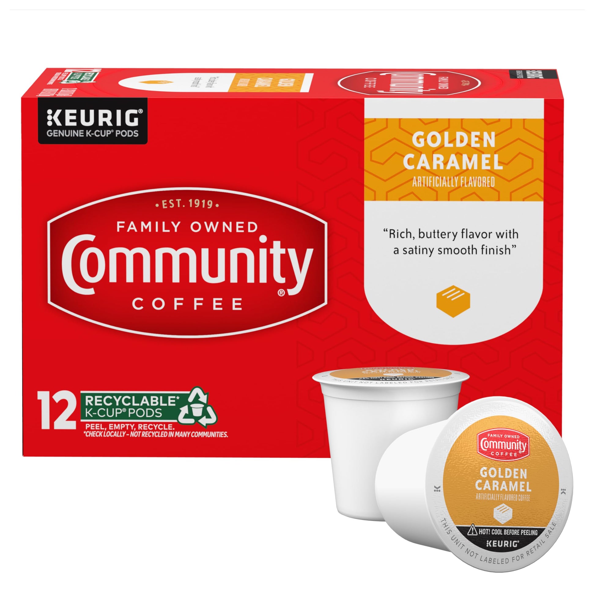 Community Coffee Caramel Cookie Butter Flavored Medium Roast K-Cup Coffee Pods, 12 Count