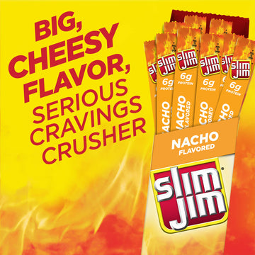 Slim Jim Smoked Meat Sticks, Nacho Flavor, Keto Friendly, 24 Count, 0.97 oz.