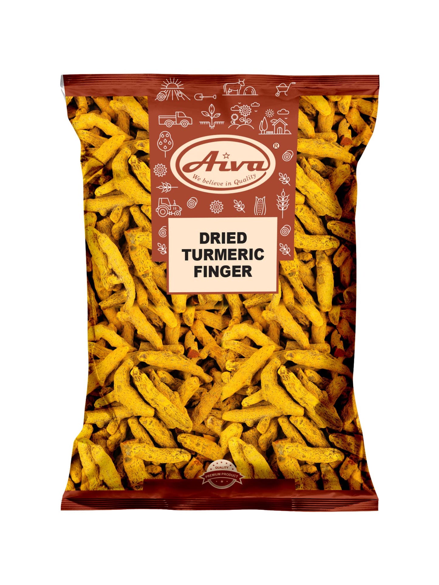 AIVA Dry Turmeric Roots | Turmeric Whole (Fingers) | Dried Haldi | Whole roots - 7 Ounce (200gm)