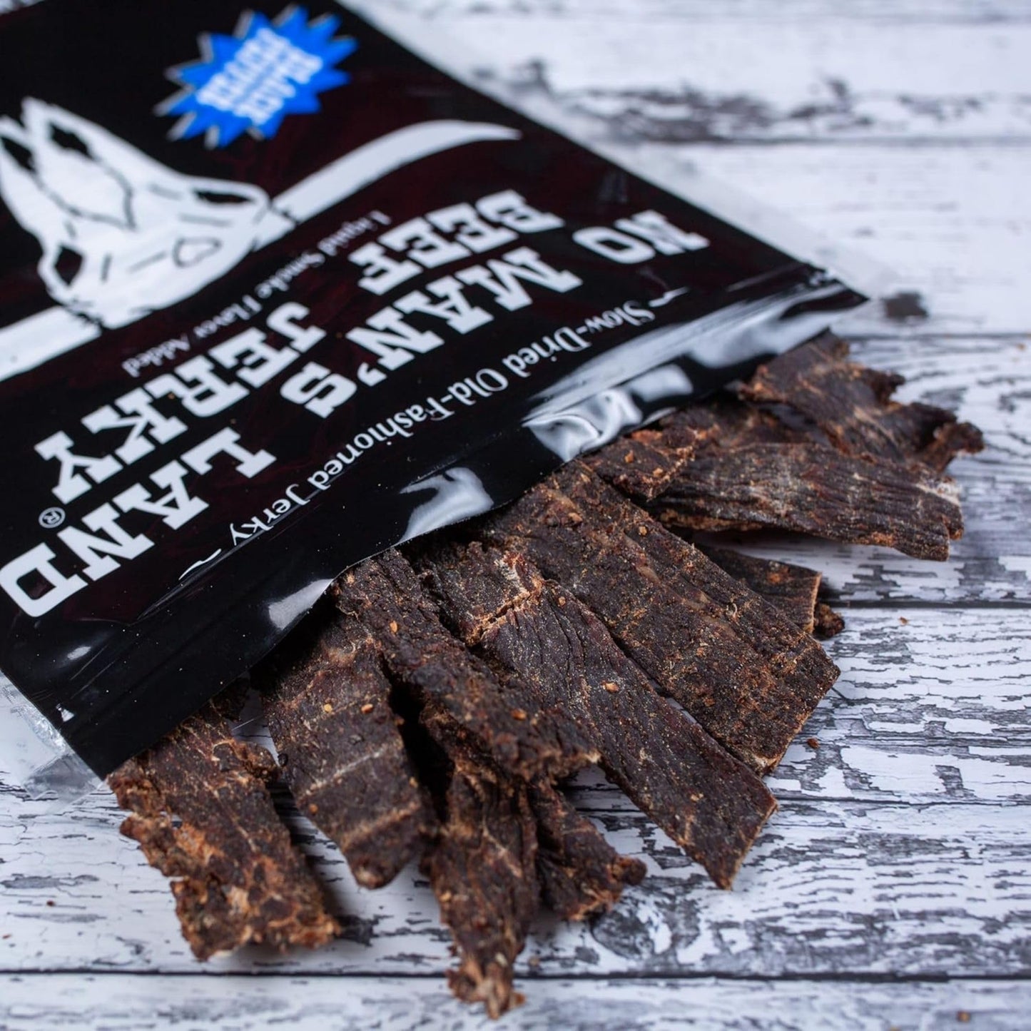 NO MANS LAND BEEF JERKY - Low Calorie High Protein Snack - Black Pepper Flavor - 3 Ounce Pack