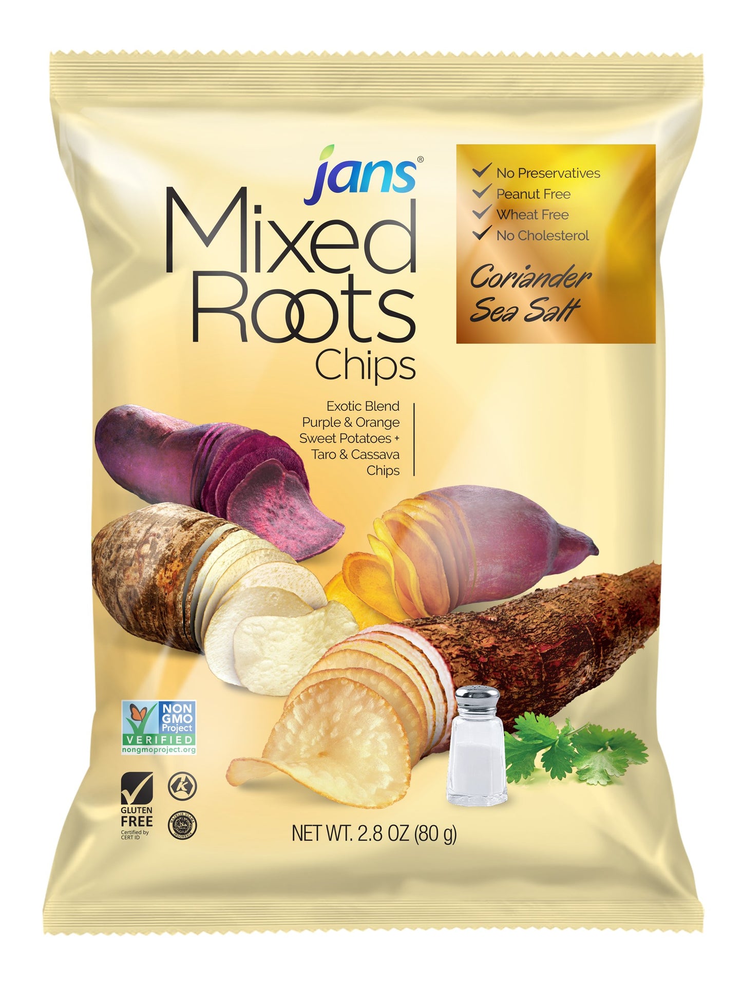 Mixed Roots Chips - All Natural Vegetable Chips (Coriander Sea Salt, 2.8 oz) | Trans Fat & Cholesterol Free | Gluten Free & Non-