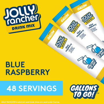 JOLLY RANCHER Powdered Drink Mix, Blue Raspberry, Low Calorie, 8-Count Box (6 Pack), 6.55 Ounce