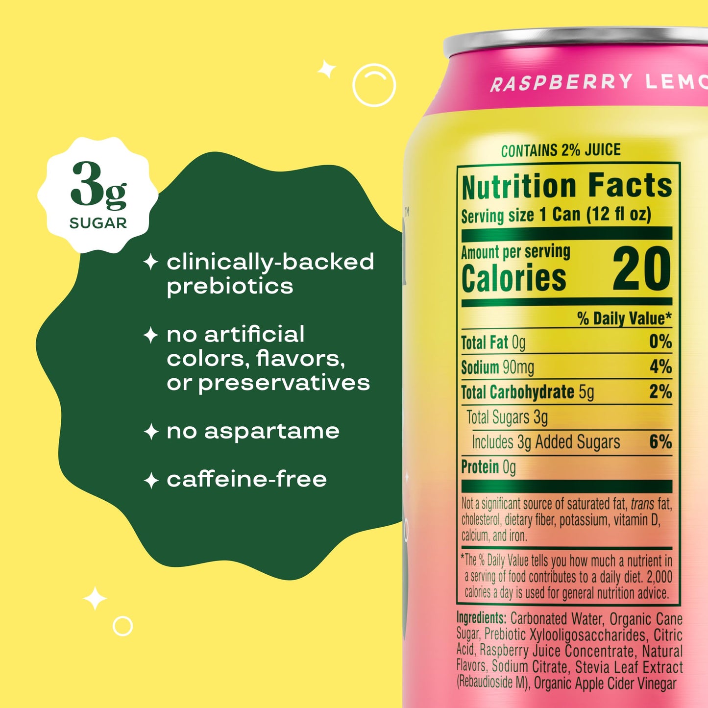Bloom Pop Prebiotic Soda 12 Pack  Raspberry Lemonade Flavor  12oz Cans | Prebiotic Soda for Gut Health  Low Calorie Soda  No Caffeine  Healthy Soft Drink Alternative