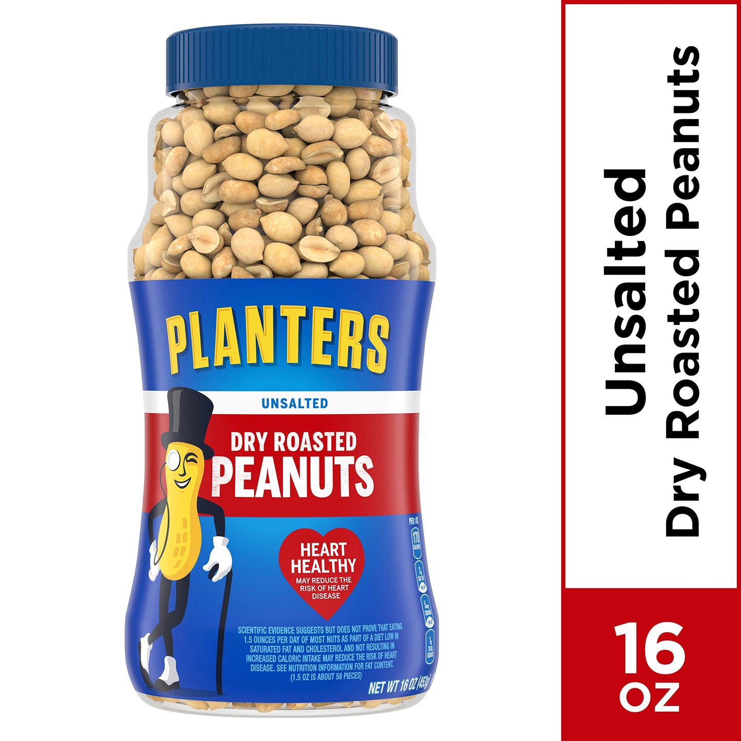 PLANTERS Unsalted Dry Roasted Peanuts, 16 Ounce (4 Pack), 1 Pound Total