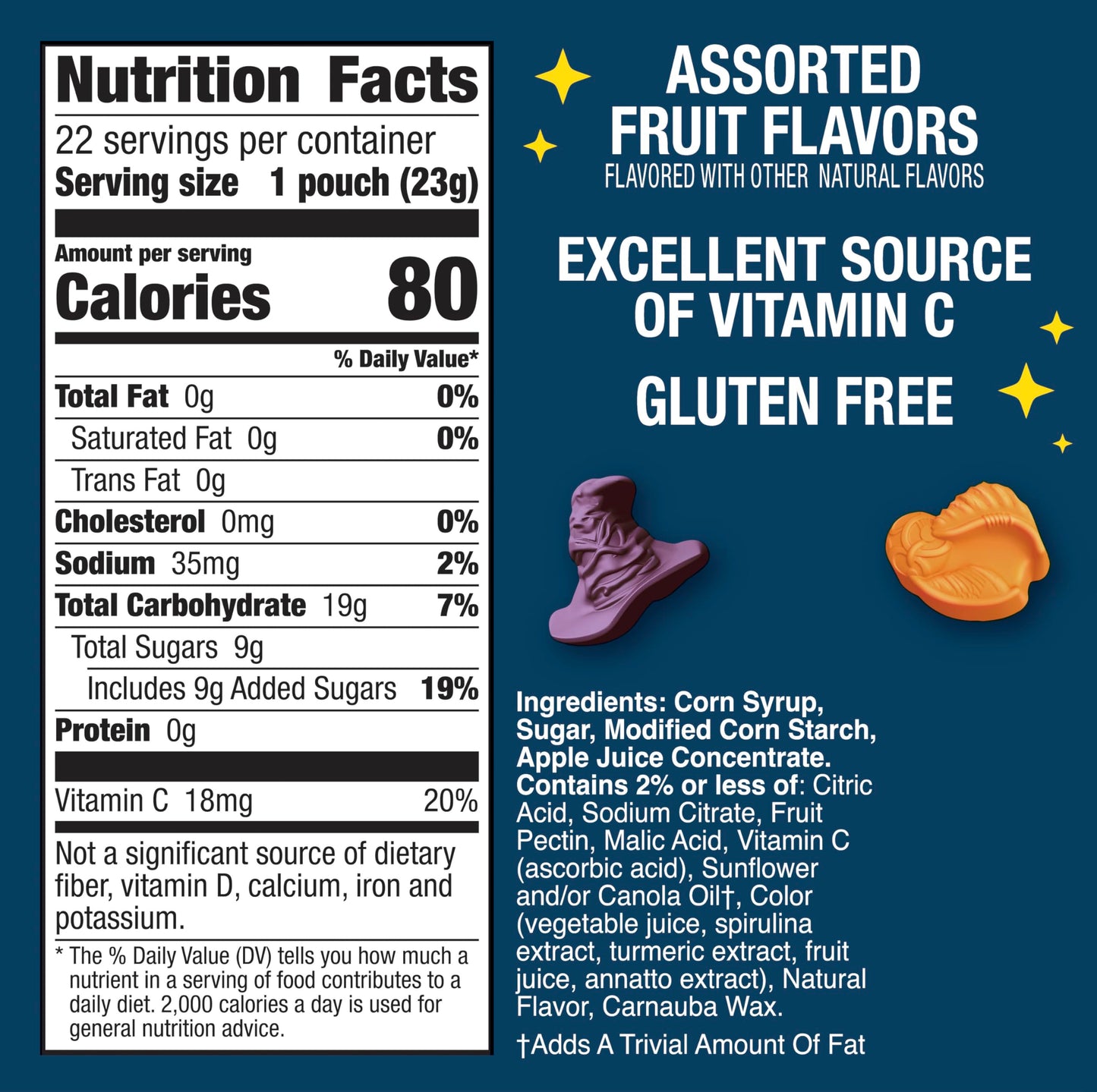 Harry Potter Fruit Flavored Snacks, Fat Free and Gluten Free Snacks, 17.6 oz Value Pack, 22 Pouches
