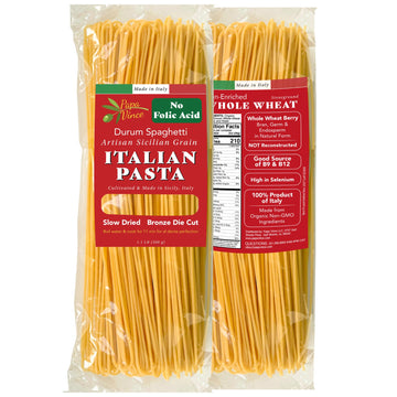 Papa Vince Whole Wheat Spaghetti Noodles - Made in Italy, Non-Enriched, No Folic Acid - Organic Ancient Grain Pasta, Non-GMO, Ar
