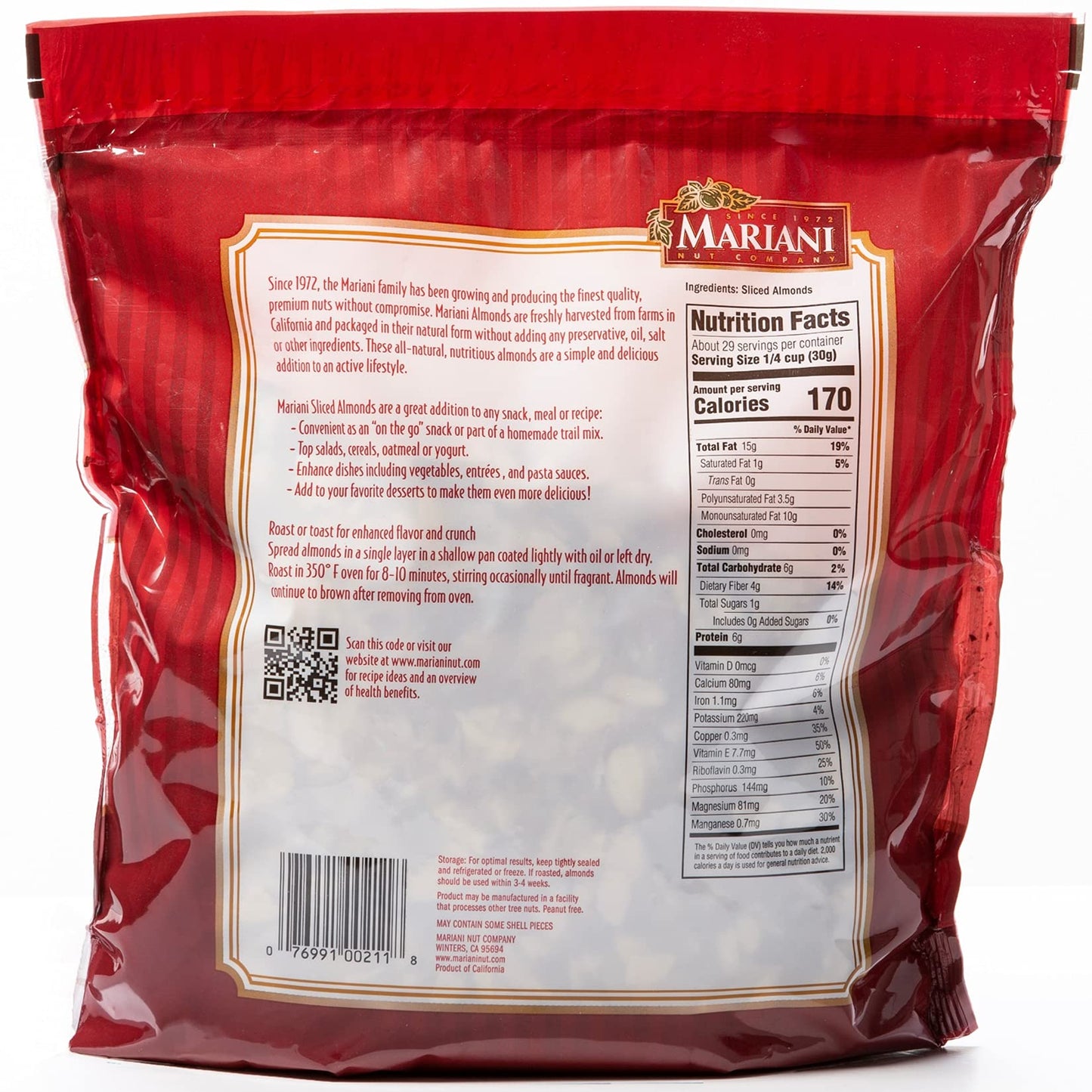 Mariani Nut - Sliced enhanced California Almonds - Gluten Free  Kosher Certified - Stand Up 2lb Bag (Pack of 1)