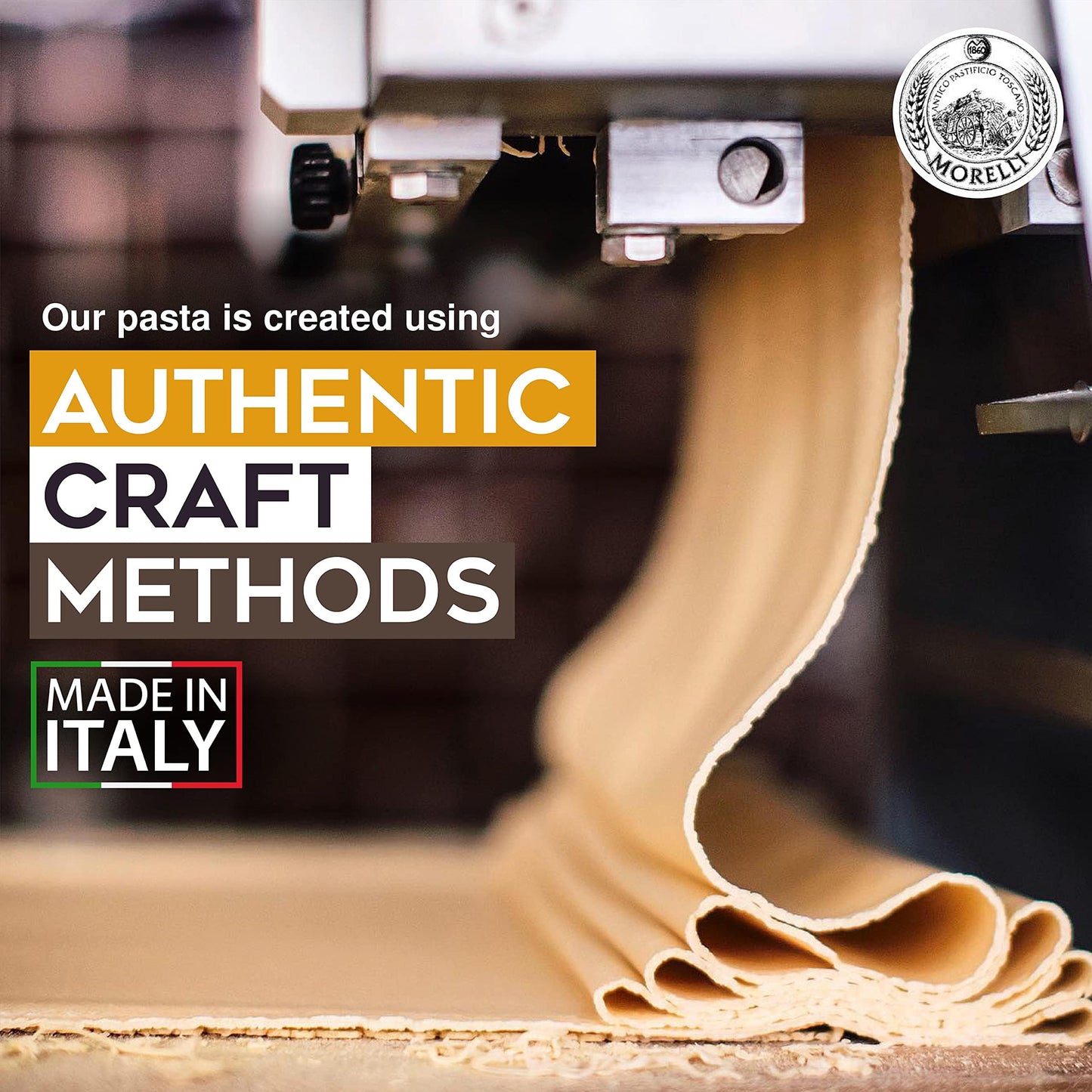 ANTICO PASTIFICIO MORELLI Bucatini Pasta Noodles - Premium Organic Duspirit-inspired flavor Wheat Semolina - 17.6oz / 500g - Yellow