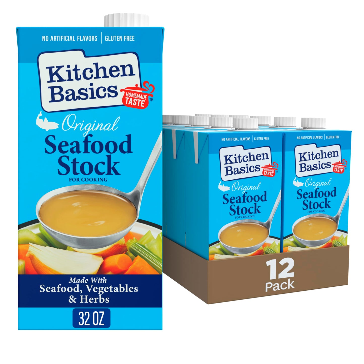 Kitchen Basics Seafood Stock, No Artificial Flavors, Gluten Free, 32 oz (Pack of 12)