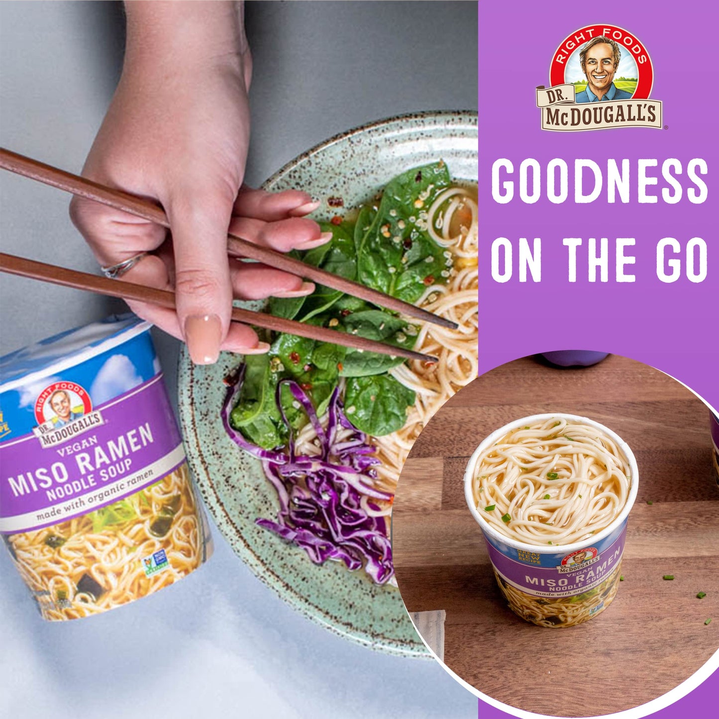 Dr. Mcdougall'S Vegan Miso Ramen Soup - Instant Ramen Noodles Cups - Organic Instant Noodles - Vegan Ramen - Noodle Soup - Veget