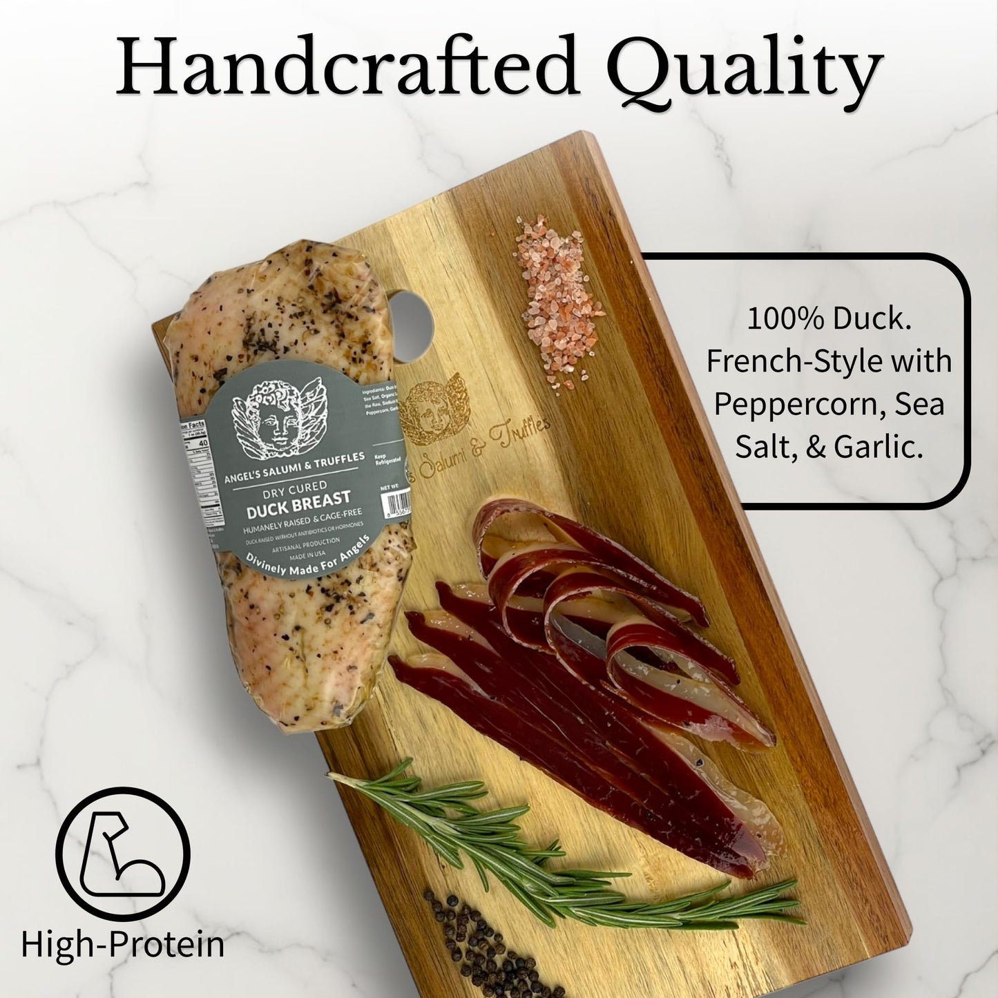 ANGELS SALUMI Dry-Cured Duck Breast Prosciutto – Gourmet Charcuterie, 10.5-12oz, Humanely Raised,    &  -Free
