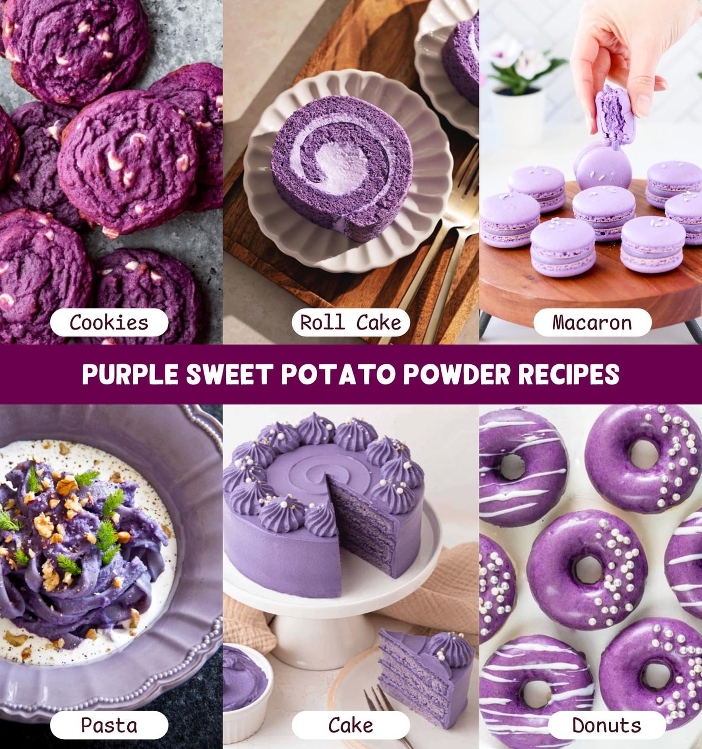 326G Purple Sweet Potato Powder - Pure Fine Ube Powder, Gluten-Free, Non-Gmo, Natural Purple Yam Mix - Baking Smoothies Latte Fr