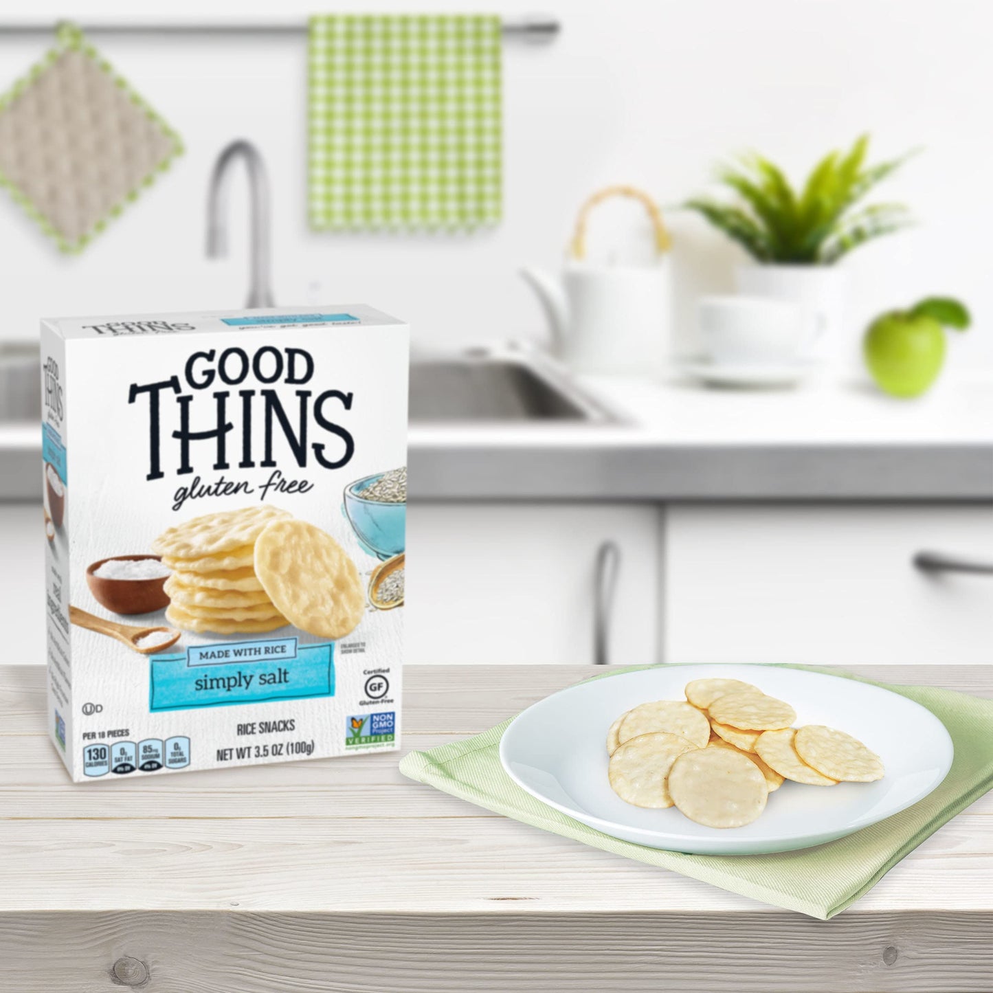 Good Thins Simply Salt Rice Snacks Gluten Free Crackers, 3.5 oz (Pack of 3)