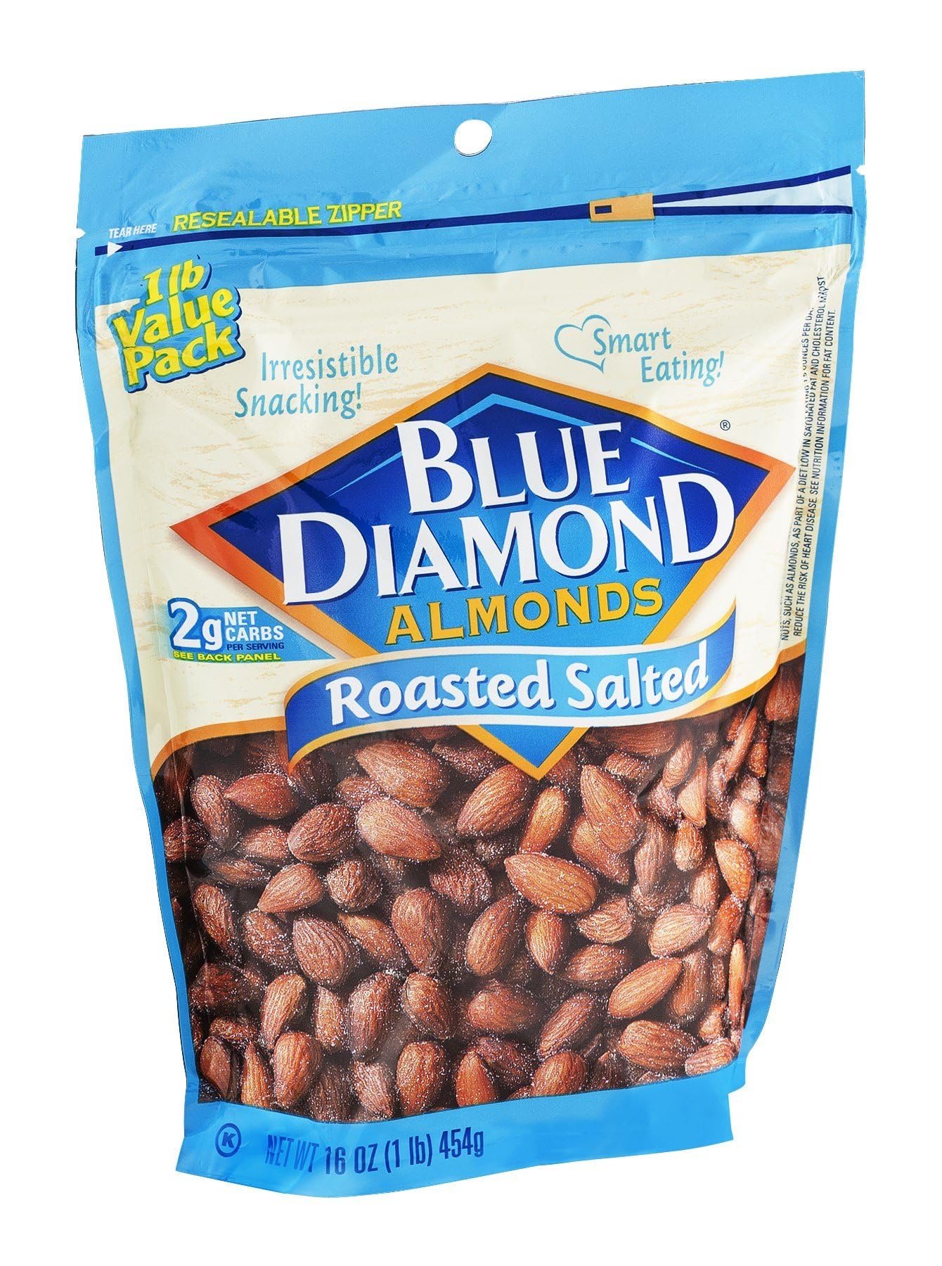 Blue Diamond Almond Rstd Salted, 16 Oz, Pack of 6