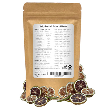 Dehydrated Dried Lime Slices Wheels | 17+ Slices | 100% Natural | Dry Limes for Garnishing, Cocktails, Baking, Wreaths & Drinks