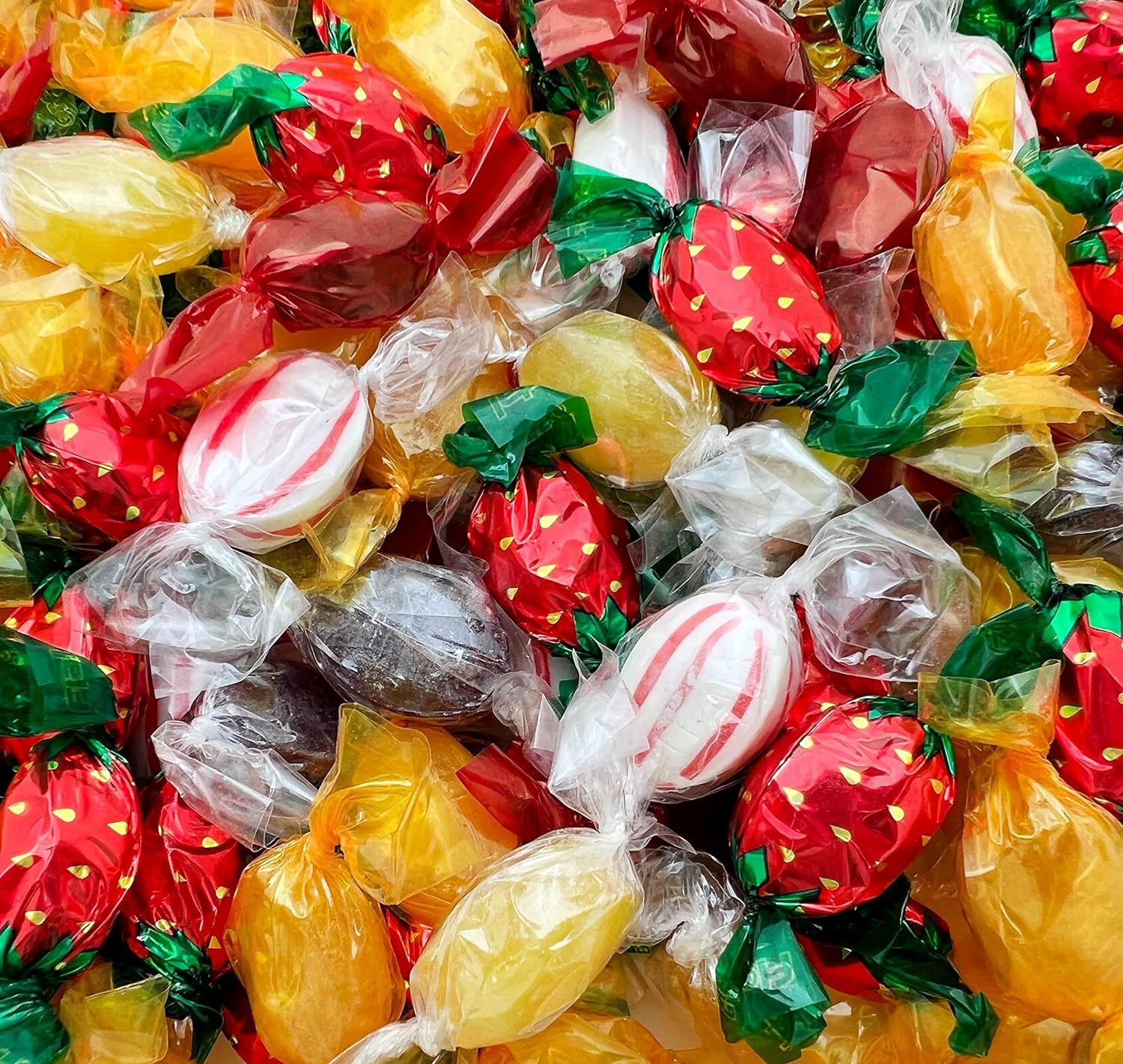 Old-School Hard Candy Assortment - 2 Pound Bulk Pack (About 180 Count) - Cinnamon, Strawberry, Peppermint, Butterscotch, Fruit Flavors