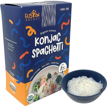 Fusion Select 4 Packs Organic Konjac Noodles - Shirataki Spaghetti Plant-Based Substitute - Vegan Pasta For Vegetarian, Keto, Paleo Recipes - Zero Gluten, Low Carb & Low Calorie Shirataki Noodles