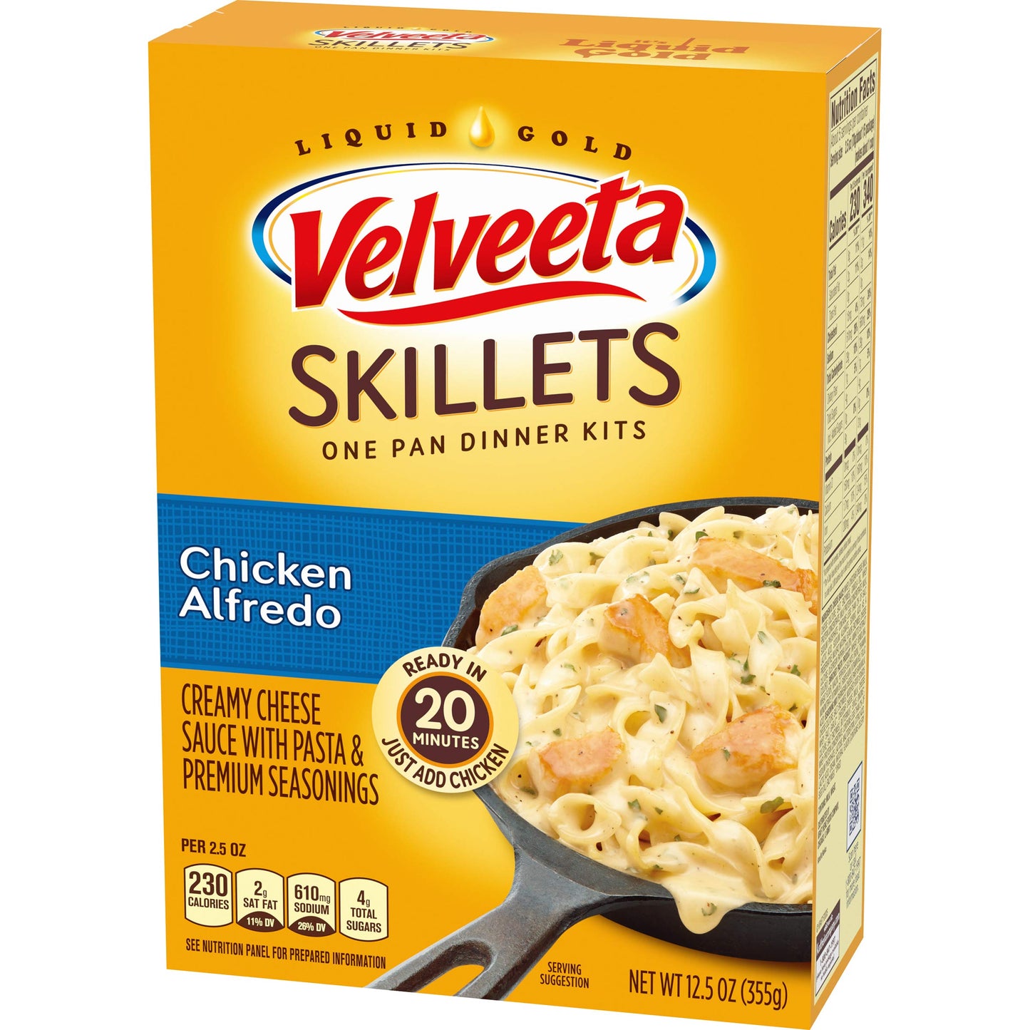 Velveeta Skillets Chicken Alfredo One Pan Dinner Kit With Cheese Sauce (Pasta & Seasonings, 6 Ct Pack, 12.5 Oz Boxes)