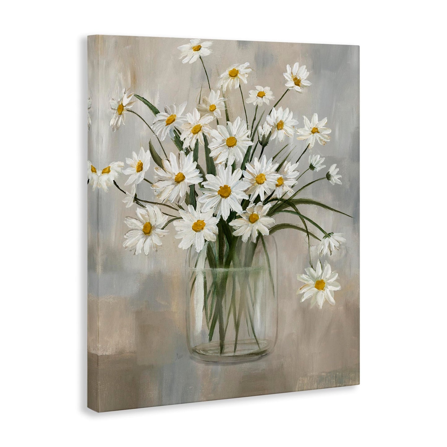 Stupell Industries Canvas Wall Art Potted Daisy Bloom Bouquet 30L x 24W Gallery Wrapped