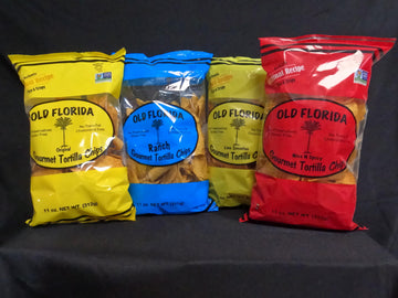 Old Florida Gourmet Tortilla Chips - VARIETY PACK OF FOUR (4) - Includes Original, Lime Sensation, Nice & Spicy, and Ranch Torti