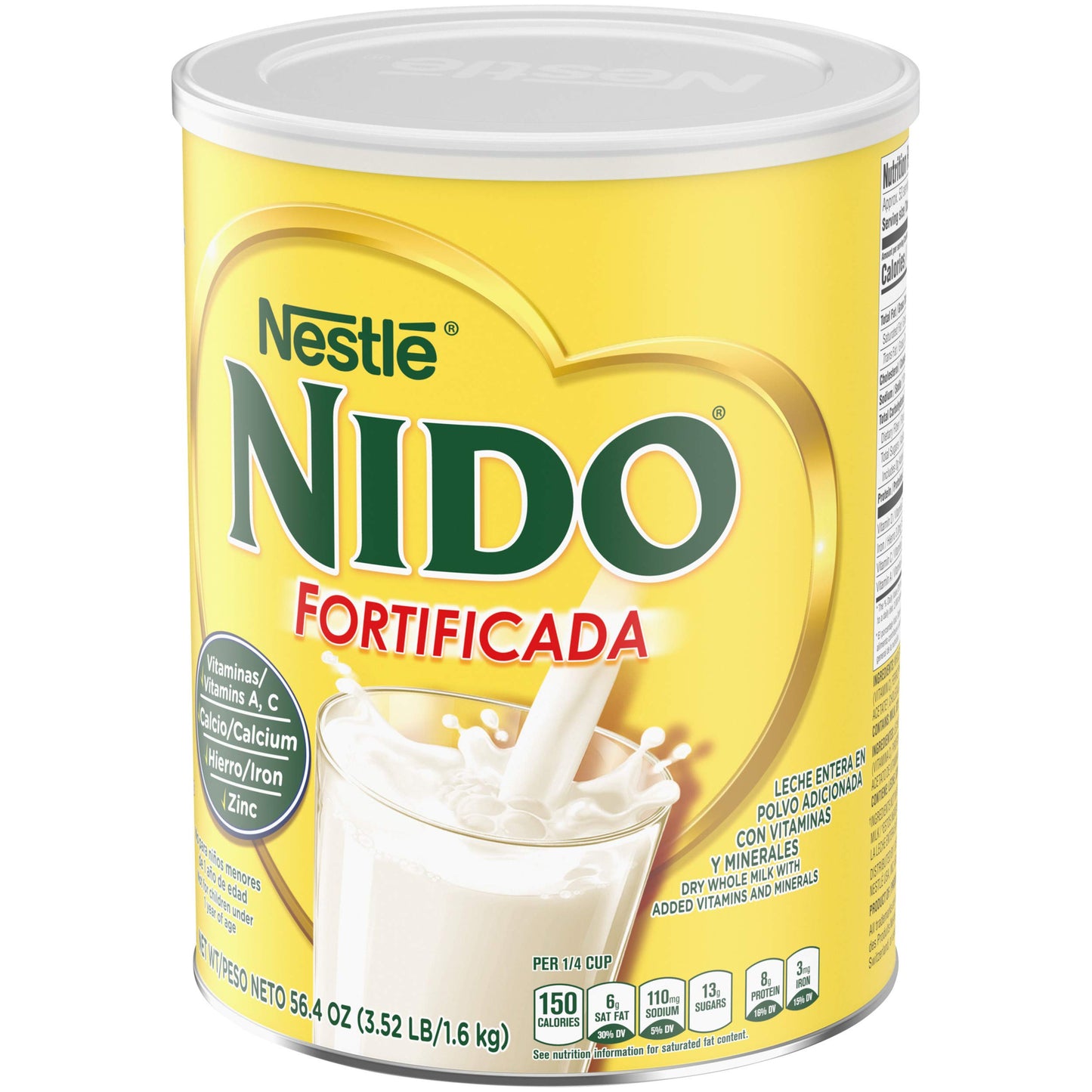 Nestle Nido Fortificada Whole Milk Powder 56.4 Oz. Canister Powdered Milk Mix