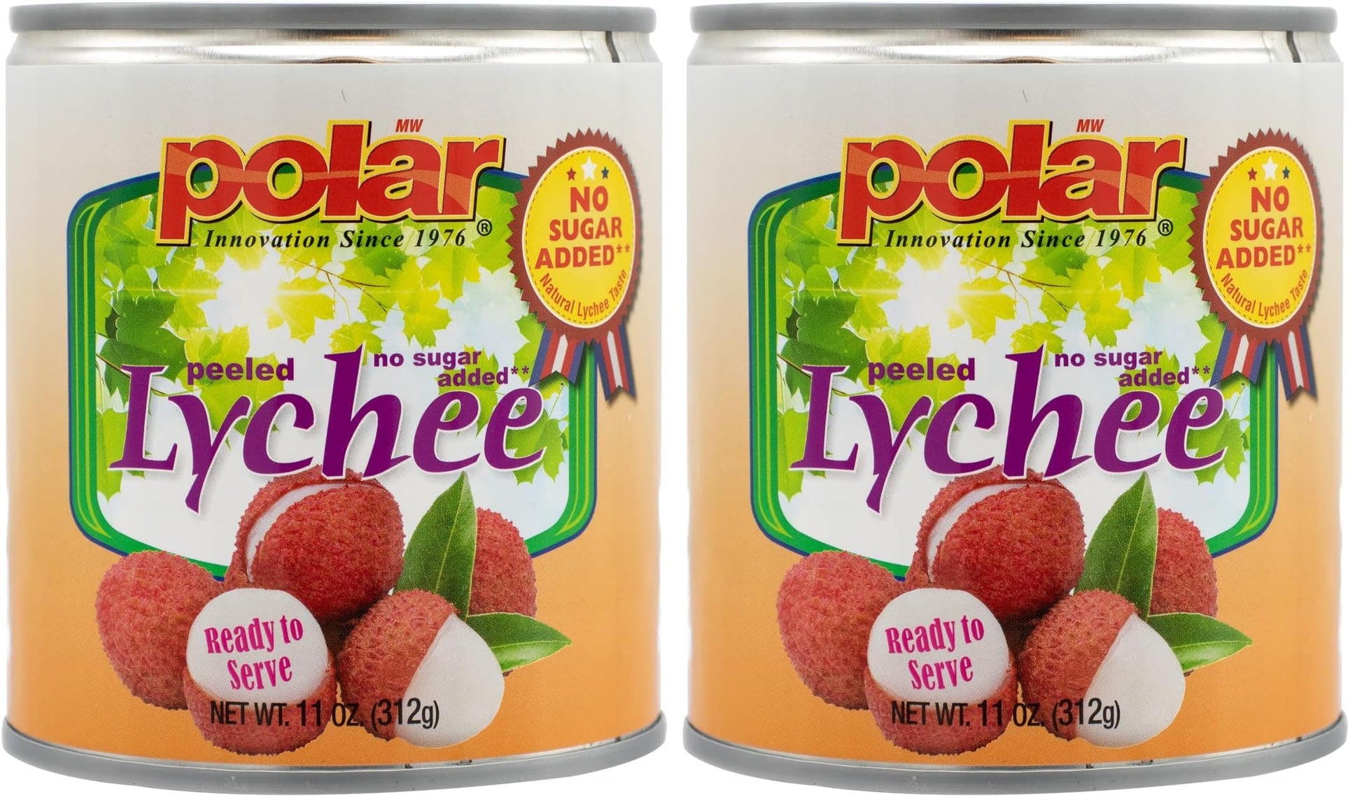 MW Polar Lychee, No Sugar Added, Peeled & Pitted 11 oz (Pack of 2)