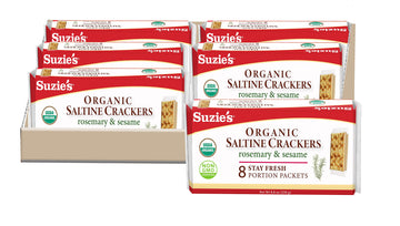 Suzies Organic Saltines Crackers, Rosemary Sesame, Healthy Gourmet Baked Snack Goodies for Adults & Children - 6 Pack, 8.8oz Ea