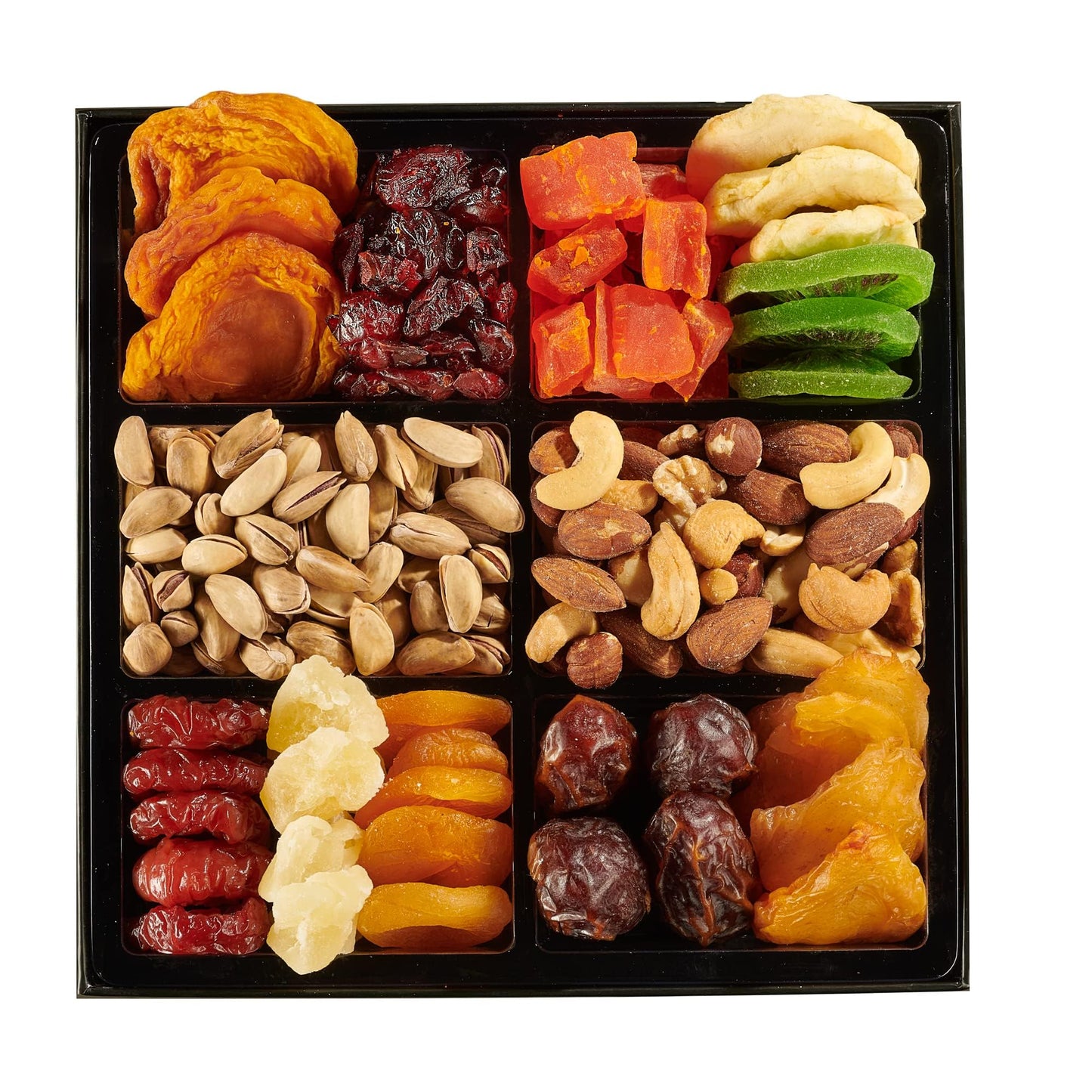 Dried Fruit & Nuts Gift Basket Arrangement Platter, Gourmet Food Snack Box, For Christmas, New Years, Birthday Care Package, Healthy Kosher - Her Him - 12 Snackberry Assortment (1 Pack)