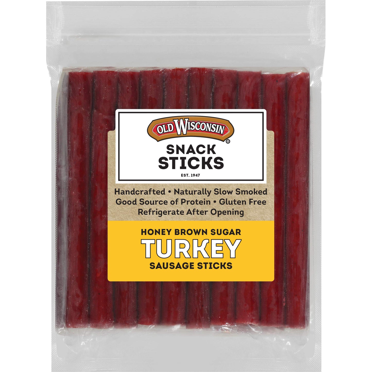 Old Wisconsin Honey Brown Sugar Turkey Sausage Snack Sticks, High Protein, Low Carb, 28 Ounce Resealable Package