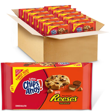 CHIPS AHOY! Chewy Chocolate Chip Cookies with Reese's Peanut Butter Cups, Family Size, 12-14.25 oz Packs