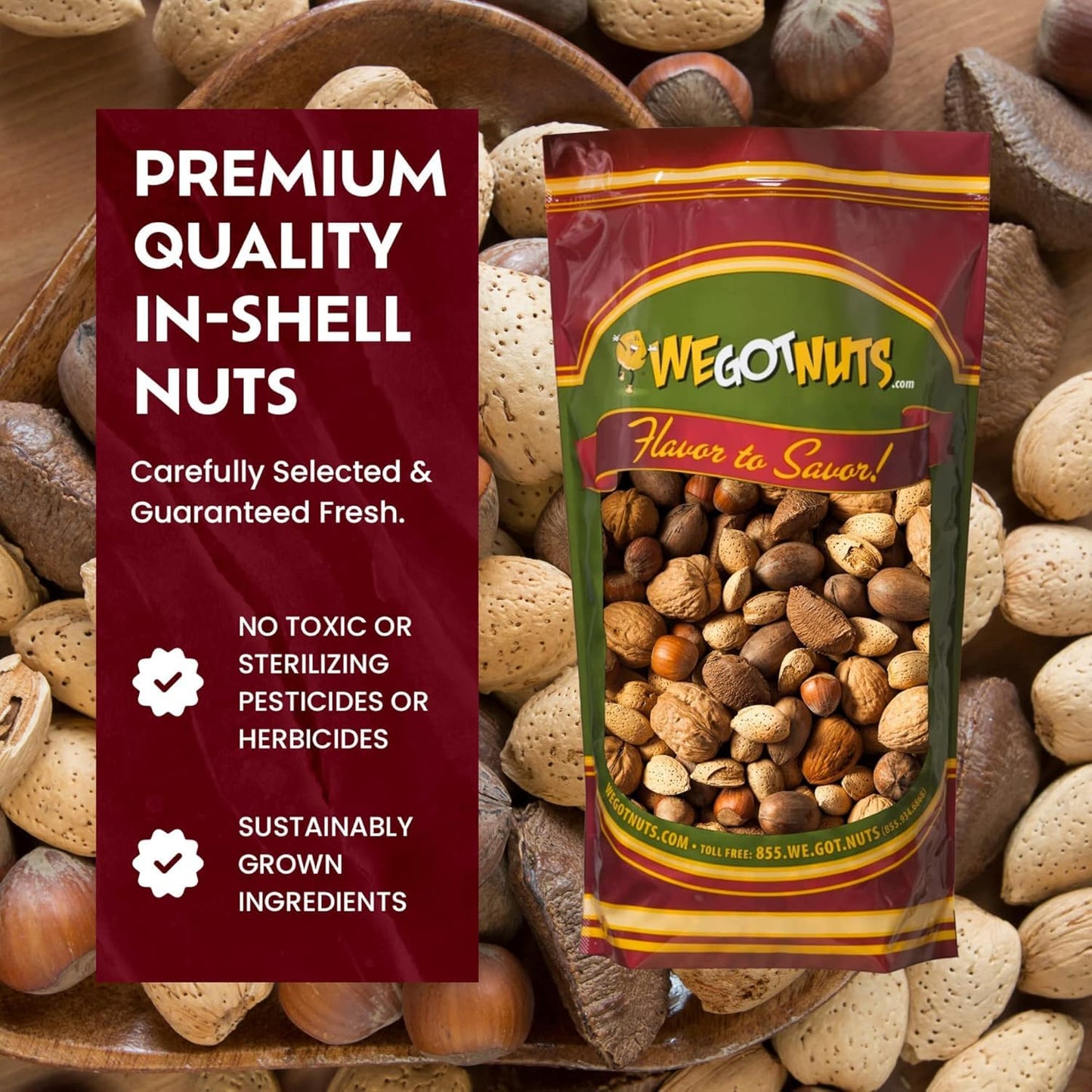 Deluxe Mixed Nuts In-Shell 5 Pounds | Raw, Unsalted & Healthy Snack | We Got Nuts - Kosher Friendly Nut Mix
