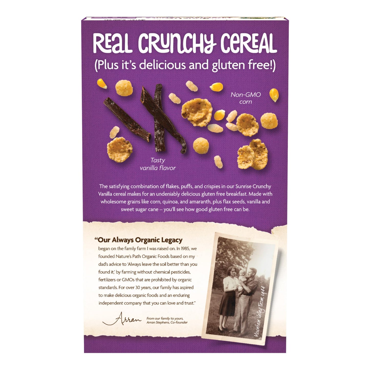 Nature'S Path Sunrise Organic Gluten Free Cereal, Crunchy Vanilla, 10.6 Oz Box (Pack Of 12)