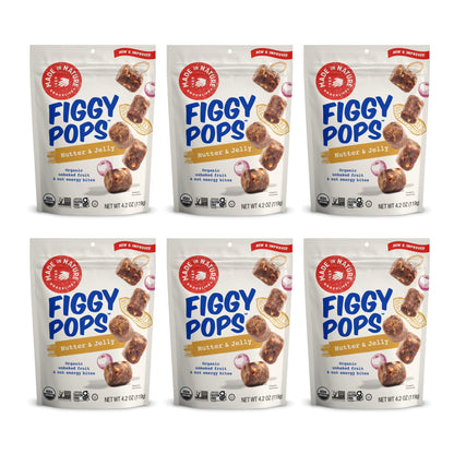 Made In Nature Organic Figgy Pops, Nutter & Jelly, 4.2 Ounce (Pack of 6) - Unbaked Fruit & Nut Energy Bites, Non-GMO, Gluten Fre
