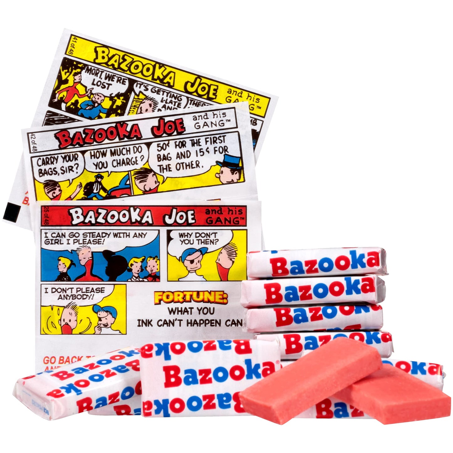 Bazooka Bubble Gum Valentines Day 225 Count Individually Wrapped Pink Chewing Gum in Original Flavor - Bulk Bubble Gum Tub - Fu