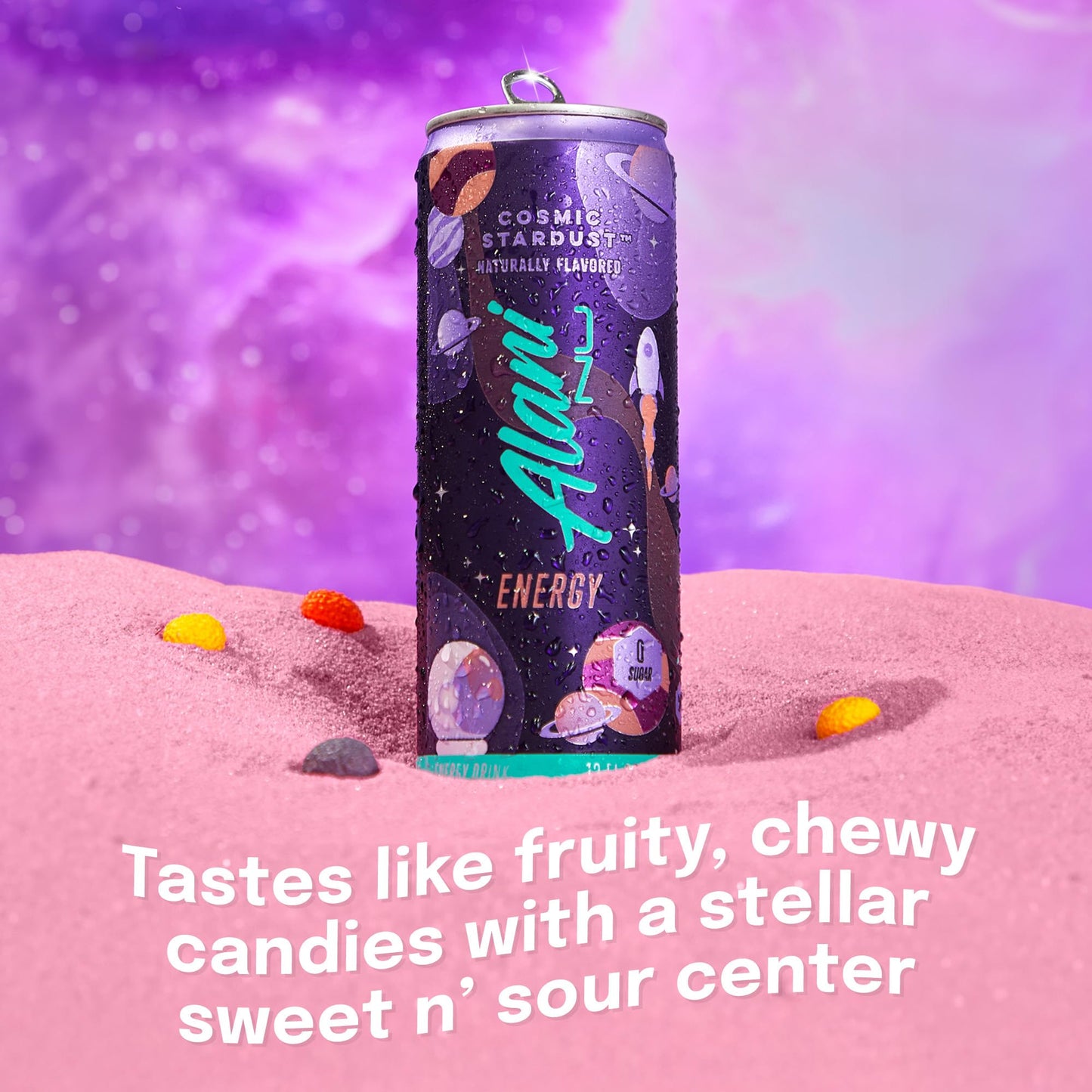 Alani Nu Energy Drink - COSMIC STARDUST, Sugar Free, 200mg Caffeine, 12 Fl Oz Cans, 12 Pack, Low Calorie, Antioxidants, Bi