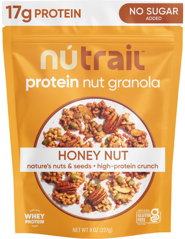 NuTrail 17g Protein Nut Granola Cereal, Honey Nut, No Sugar Added, Keto, Low Carb, Gluten Free, Grain Free, Healthy Breakfast 8 