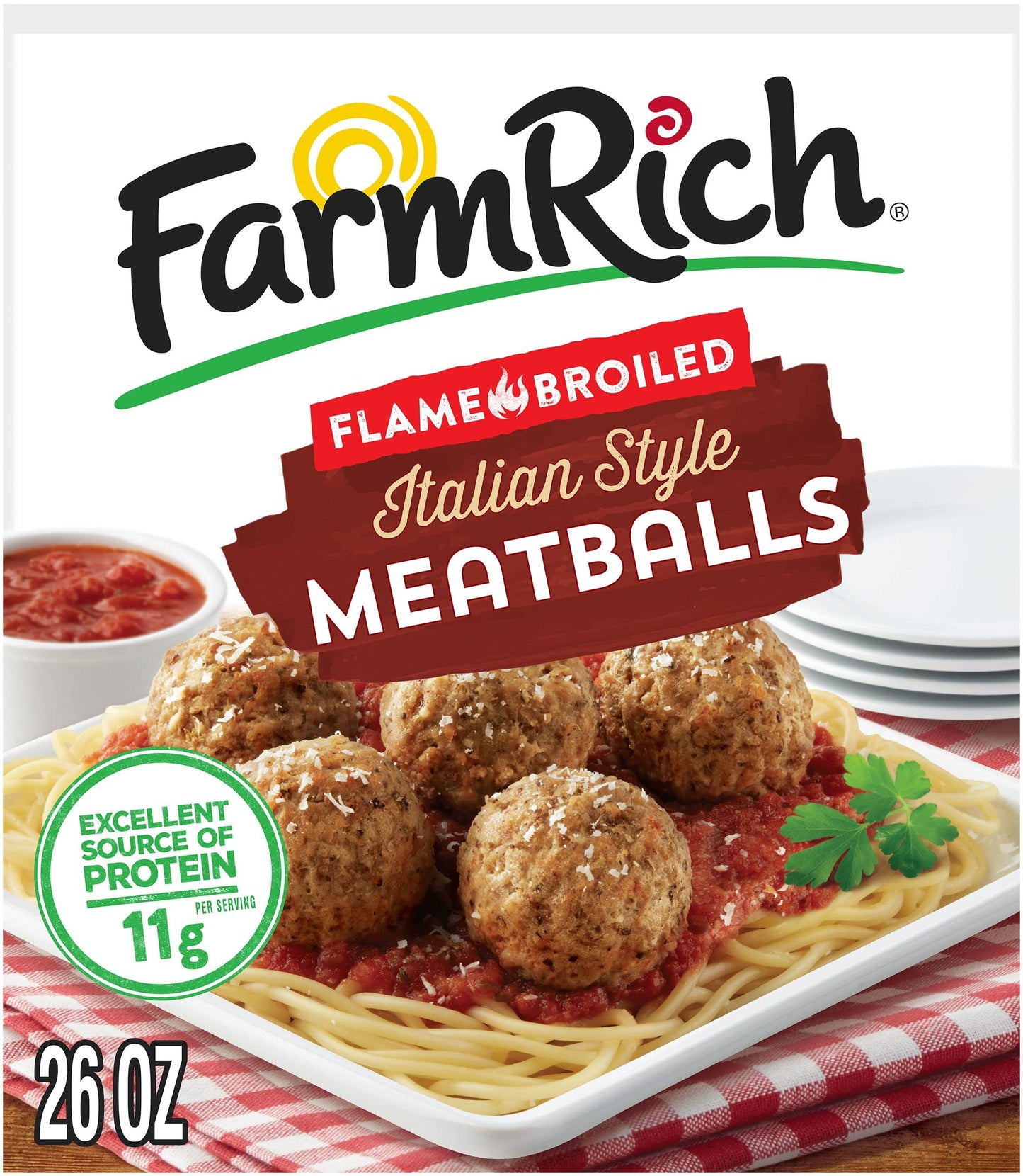 Farm Rich Italian Style Meatballs, Made with Beef, Pork and Authentic Bread Crumb Recipe, Fully Cooked, Frozen, 26 oz