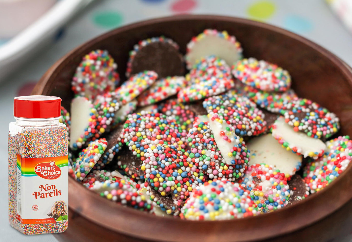 Bakers Choice Rainbow Nonpareils Sprinkles, Gluten Free, Dairy Free, 12 oz, Multicolored
