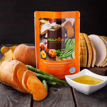 Real Food Blends - Turkey, Sweet Potatoes & Peaches - Meals for Tube Fed People - 9.4 Oz Pouch (Pack of 12)