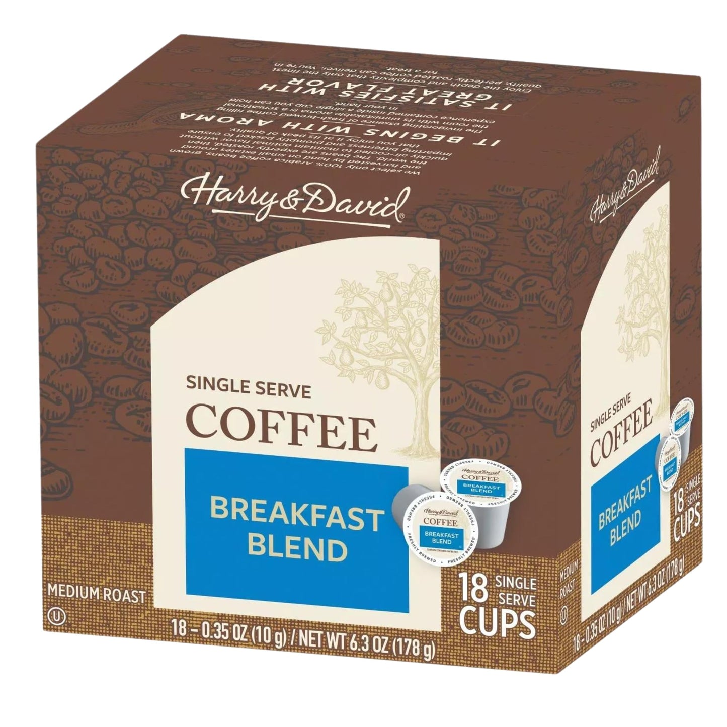 Harry & David Breakfast Blend Medium Roast Coffee  Single Serve Cups (Compatible With Keurig K-Cup Beverage Makers) - 18 Count