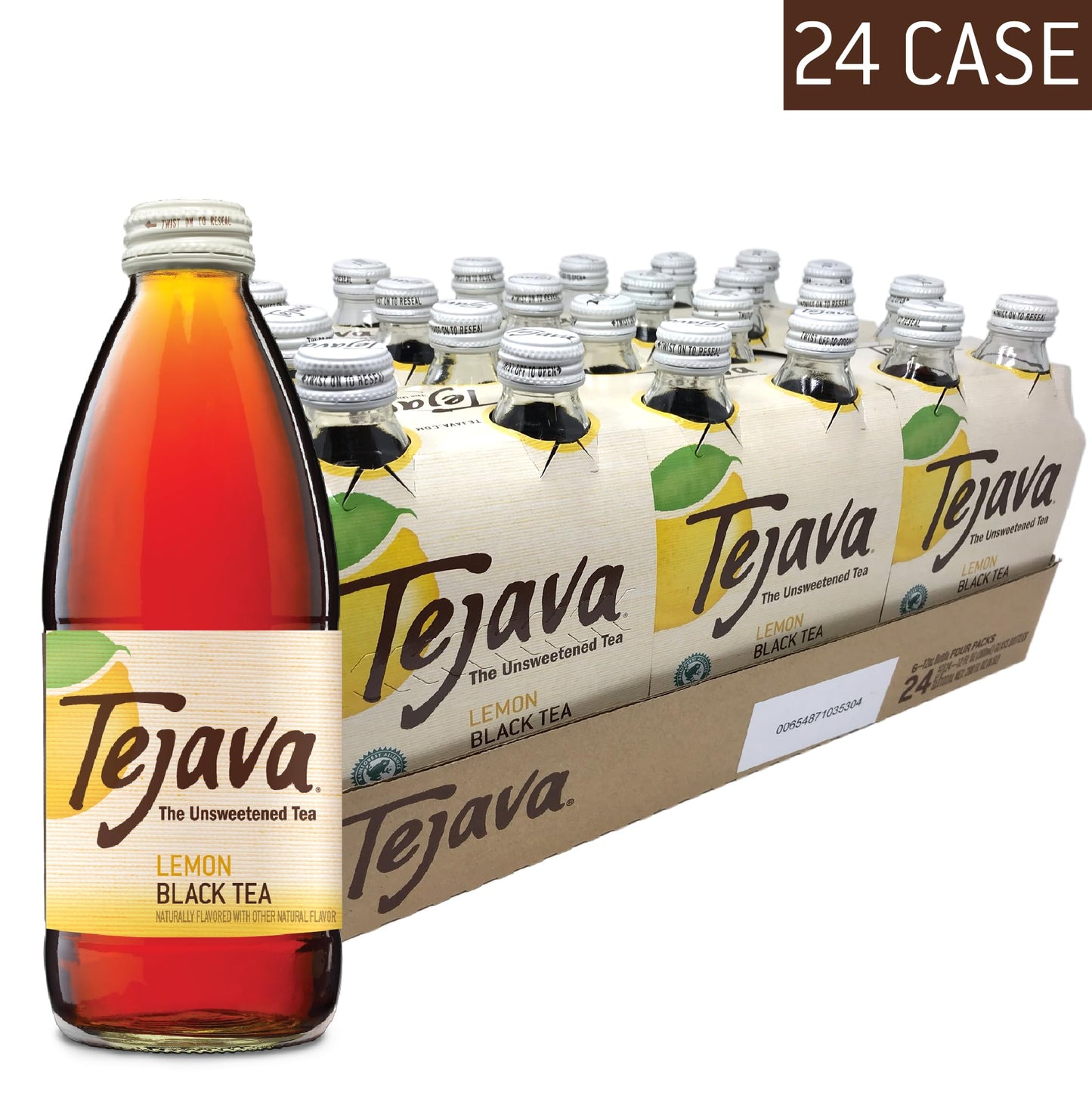 Tejava Lemon Black Iced Tea, 24 Pack, 12Oz Glass Bottles, Unsweetened, Non-Gmo, Kosher, No Sugar Or Sweeteners, No Calories, No Preservatives, Brewed In Small Batches