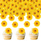 Keaziu Edible Daisy Cupcake Toppers - Gold Paper, 2x0.05 inches, 40 Pack for Parties, Showers, and Decorations