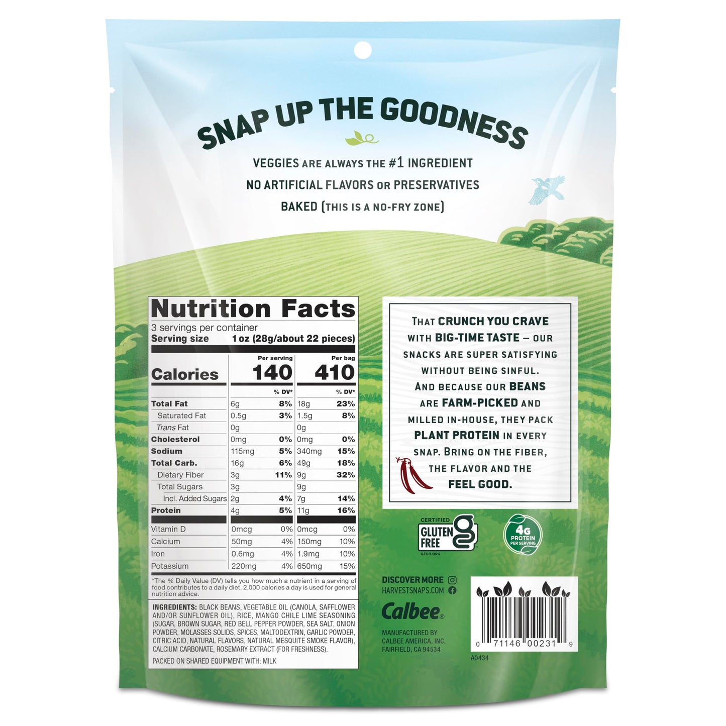 Harvest Snaps Veggie Chips (Mango Chile Lime Snack Crisps) | Powered By Plant Protein, Gluten Free, Non-Gmo Baked Vegetable Cris