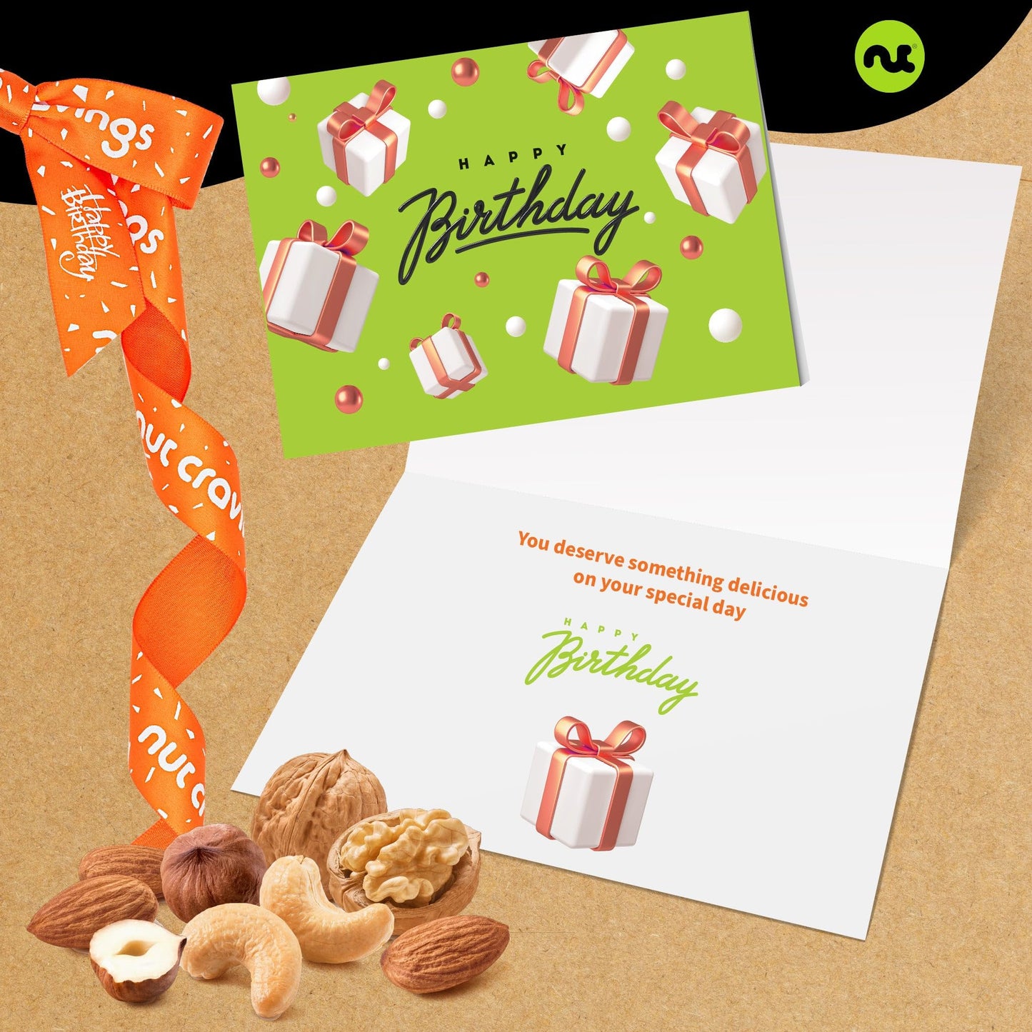 Happy Birthday Nuts Gift Basket With Happy Birthday Ribbon (7 Assortments) Gourmet Food Bouquet Platter, Bday Care Package Varie