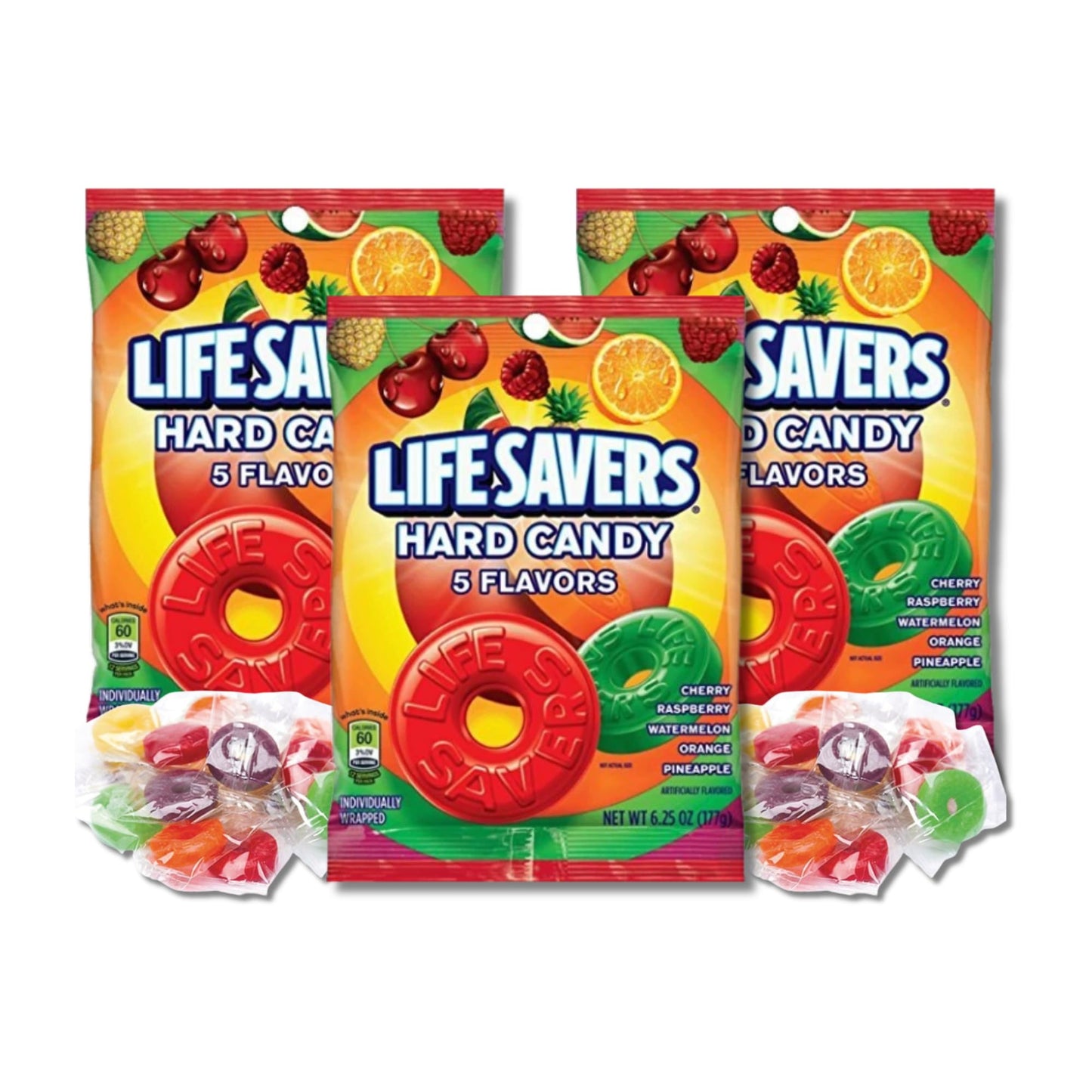 Lifesavers - Individually Wrapped Hard Candies - Gift Packs Of 3, 6.25 Oz. Bags By Lyzas Sweets &   (5 Flavor)