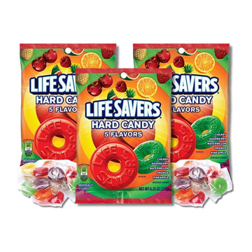 Lifesavers - Individually Wrapped Hard Candies - Gift Packs Of 3, 6.25 Oz. Bags By Lyzas Sweets &   (5 Flavor)
