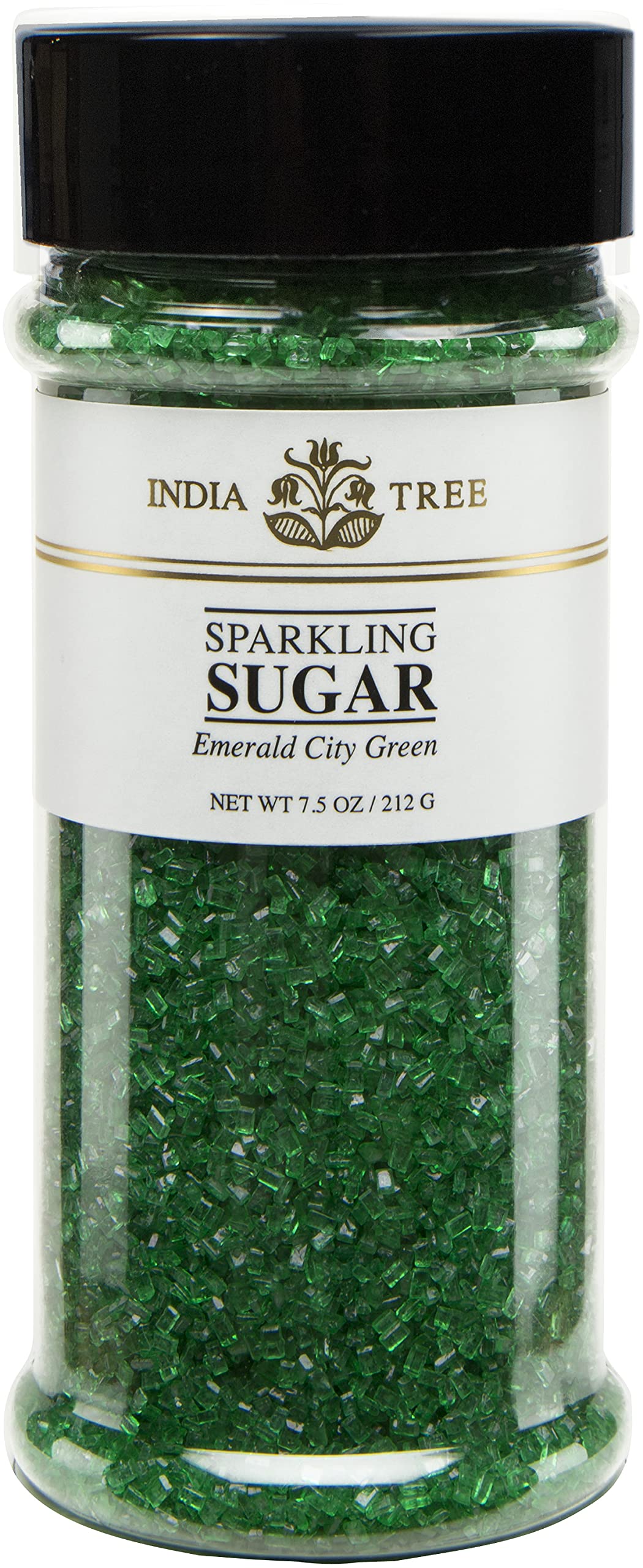 India Tree, Green Sparkling Sugar, Large Jar | Shimmery Sugar Sprinkles for Baking and Decorating | 7.5 Oz Jar (Pack of 1)